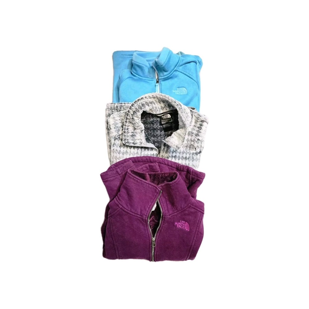 The North Face Girls Fleece Jacket  Large  14-16 Gray Blue Purple Lot‎ Of 3